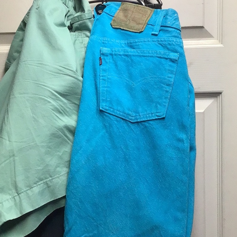 Levi's Vibrant Turquoise Straight Jeans vintage yr 84 USA 31/30 used conditions - Picture 14 of 16